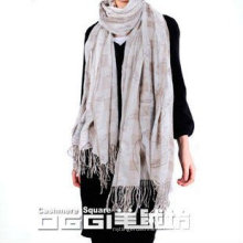 Jacquard & printed cashmere shawl